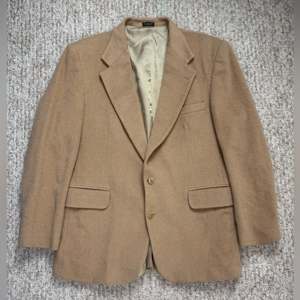 Robert Stock Vintage Blazer Beige Camel Hair Wool Blend Sport.